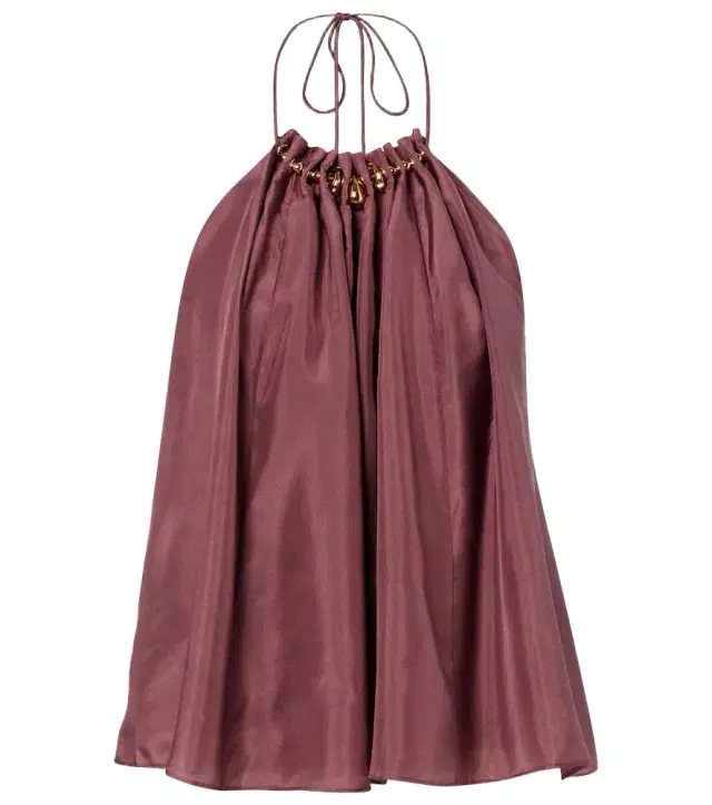 Aster beaded halterneck silk top