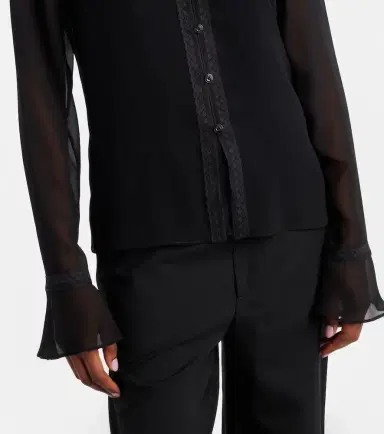 Gucci Lace-trimmed silk georgette shirt | Thumbnail 2