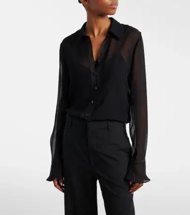 Gucci Lace-trimmed silk georgette shirt | Thumbnail 4