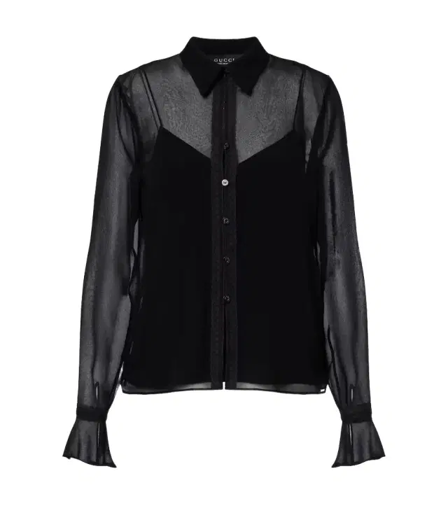 Lace-trimmed silk georgette shirt