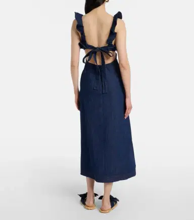 Zimmermann Aster ruffled denim midi dress | Thumbnail 5