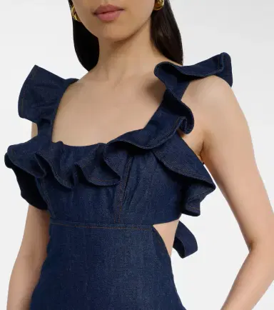 Zimmermann Aster ruffled denim midi dress | Thumbnail 7