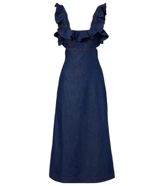 Zimmermann Aster ruffled denim midi dress