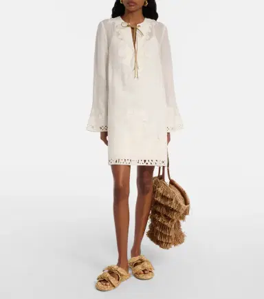 Zimmermann Indra embroidered ramie minidress | Thumbnail 2