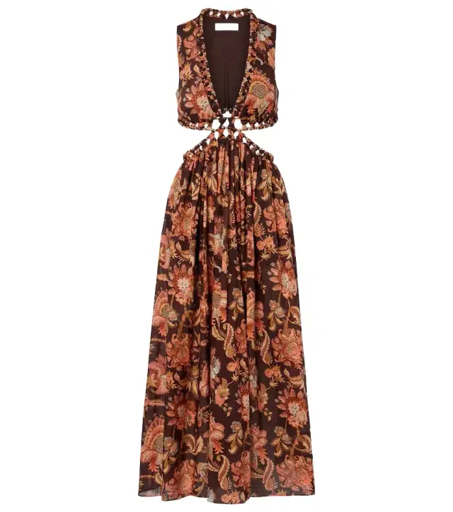 Aster cutout floral cotton midi dress