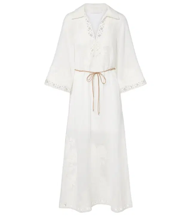 Indra embroidered ramie midi dress