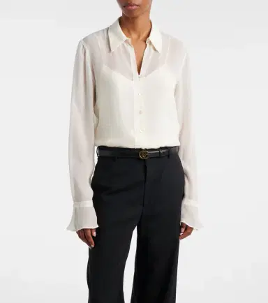Gucci Lace-trimmed silk georgette shirt | Thumbnail 2 Gucci Lace-trimmed silk georgette shirt | Thumbnail 2