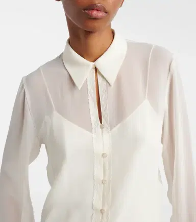 Gucci Lace-trimmed silk georgette shirt | Thumbnail 3 Gucci Lace-trimmed silk georgette shirt | Thumbnail 3
