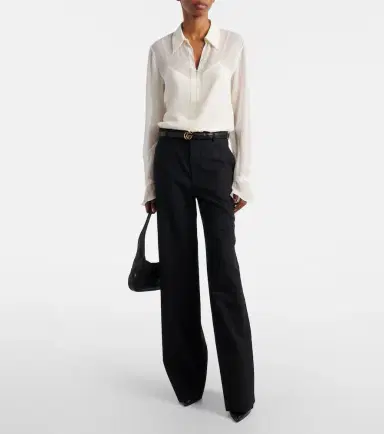 Gucci Lace-trimmed silk georgette shirt | Thumbnail 6 Gucci Lace-trimmed silk georgette shirt | Thumbnail 6