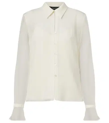 Gucci Lace-trimmed silk georgette shirt | Thumbnail 1 Gucci Lace-trimmed silk georgette shirt | Thumbnail 1