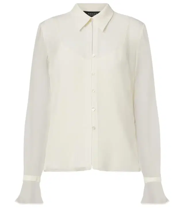 Gucci Lace-trimmed silk georgette shirt