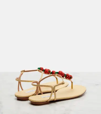 Aquazzura Fragolina raffia-effect thong sandals | Thumbnail 3 Aquazzura Fragolina raffia-effect thong sandals | Thumbnail 3