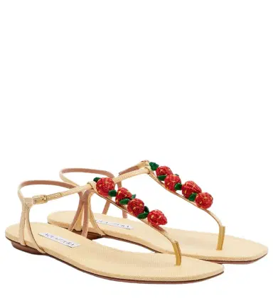 Aquazzura Fragolina raffia-effect thong sandals | Thumbnail 1 Aquazzura Fragolina raffia-effect thong sandals | Thumbnail 1