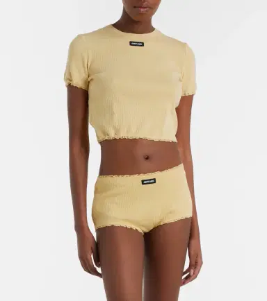 Miu Miu Pointelle cotton micro shorts | Thumbnail 3
