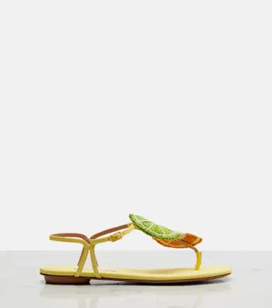Aquazzura Citrus Sugar raffia slingback sandals | Thumbnail 3