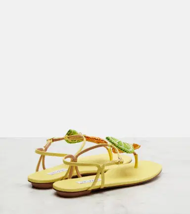 Aquazzura Citrus Sugar raffia slingback sandals | Thumbnail 4