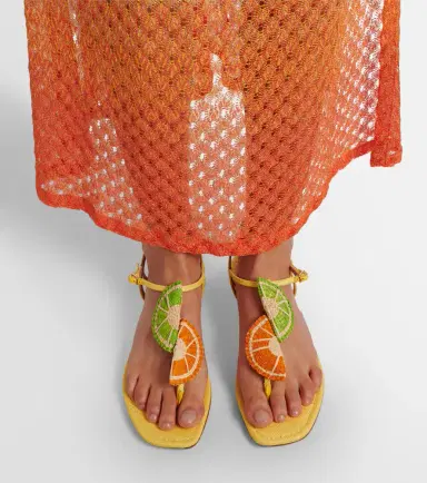 Aquazzura Citrus Sugar raffia slingback sandals | Thumbnail 6