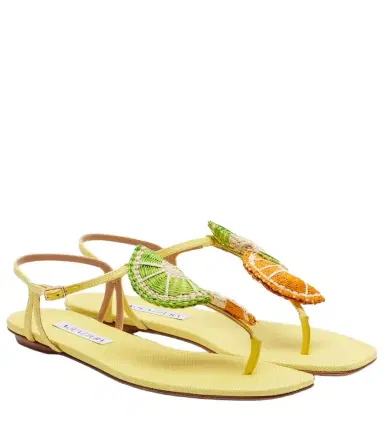 Aquazzura Citrus Sugar raffia slingback sandals | Thumbnail 1