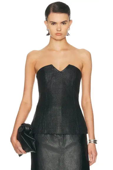 St. Agni Woven Leather Strapless Bodice Top | Thumbnail 1 St. Agni Woven Leather Strapless Bodice Top | Thumbnail 1