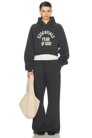 Fear of God Essentials Campus 90's Cropped Raglan Fleece Hoodie | Thumbnail 4 Fear of God Essentials Campus 90's Cropped Raglan Fleece Hoodie | Thumbnail 4