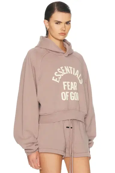 Fear of God Essentials Campus 90's Cropped Raglan Fleece Hoodie | Thumbnail 2 Fear of God Essentials Campus 90's Cropped Raglan Fleece Hoodie | Thumbnail 2