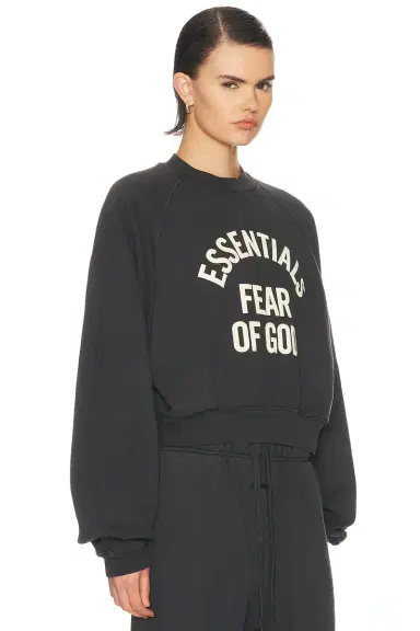 Fear of God Essentials Campus 90's Cropped Raglan Fleece Crewneck Sweatshirt | Thumbnail 2 Fear of God Essentials Campus 90's Cropped Raglan Fleece Crewneck Sweatshirt | Thumbnail 2
