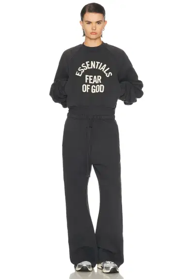 Fear of God Essentials Campus 90's Cropped Raglan Fleece Crewneck Sweatshirt | Thumbnail 4 Fear of God Essentials Campus 90's Cropped Raglan Fleece Crewneck Sweatshirt | Thumbnail 4
