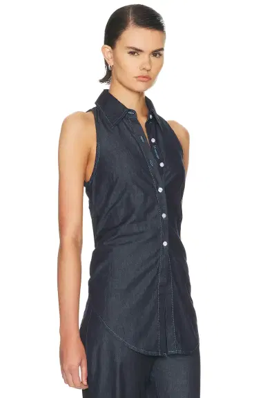 SIMONMILLER Loch Sleeveless Chambray Button Up Top | Thumbnail 2
