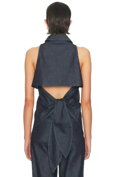 SIMONMILLER Loch Sleeveless Chambray Button Up Top | Thumbnail 3