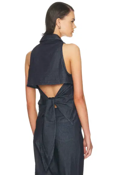 SIMONMILLER Loch Sleeveless Chambray Button Up Top | Thumbnail 4