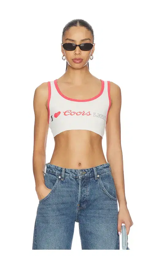 The Laundry Room I Heart Coors Light Super Crop Rib Tank Top