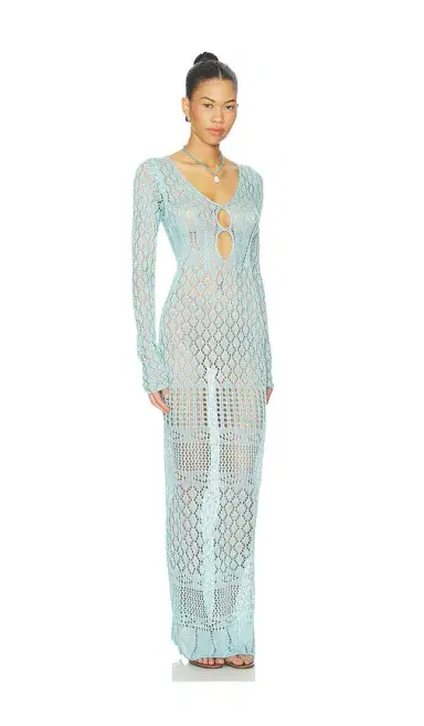 SNDYS Long Sleeve Crochet Maxi Dress | Thumbnail 2
