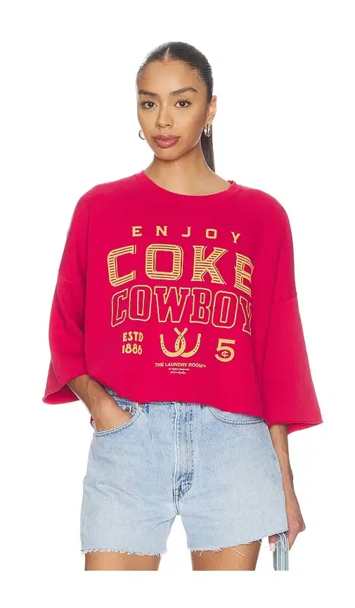 The Laundry Room Enjoy Coke Cowboy Horseshoe Crop Jumper