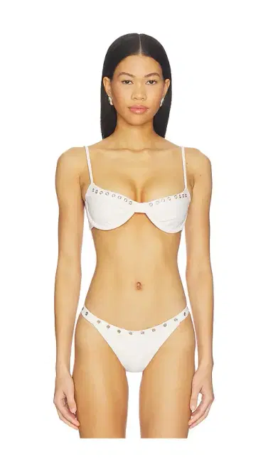 With Jean Julia Eyelet Bikini Top | Thumbnail 1