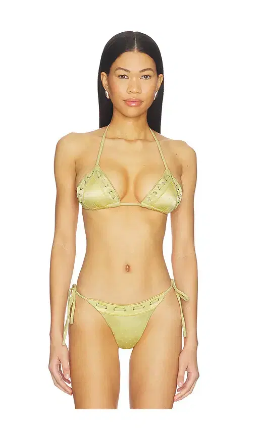Juni Eyelet Lace Up Bikini Top