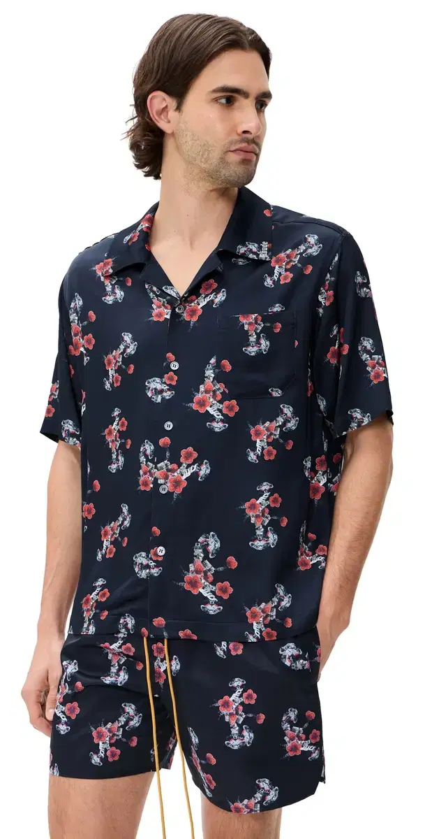 Turbo Floral Button Down Shirt Black/Red/ulti