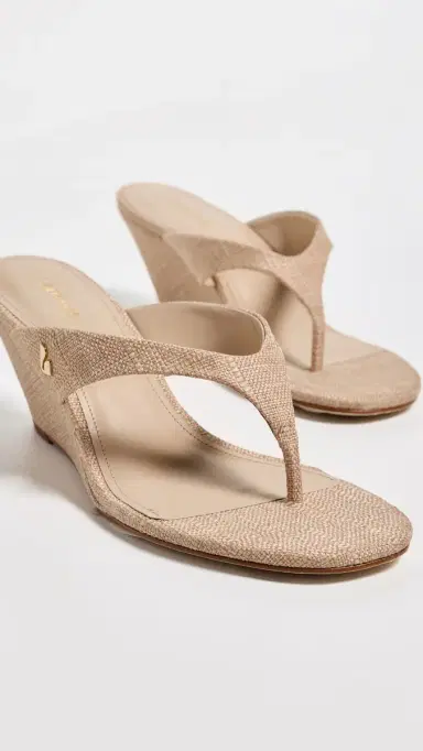 Larroudé Gaia Low Wedges Beige Raffia | Thumbnail 5