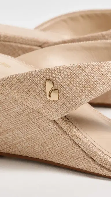 Larroudé Gaia Low Wedges Beige Raffia | Thumbnail 6