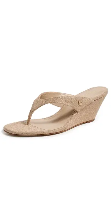 Larroudé Gaia Low Wedges Beige Raffia | Thumbnail 1