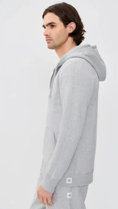 REIGNING CHAMP Midweight Terry Slim Zip Hoodie Hgrey | Thumbnail 4 REIGNING CHAMP Midweight Terry Slim Zip Hoodie Hgrey | Thumbnail 4