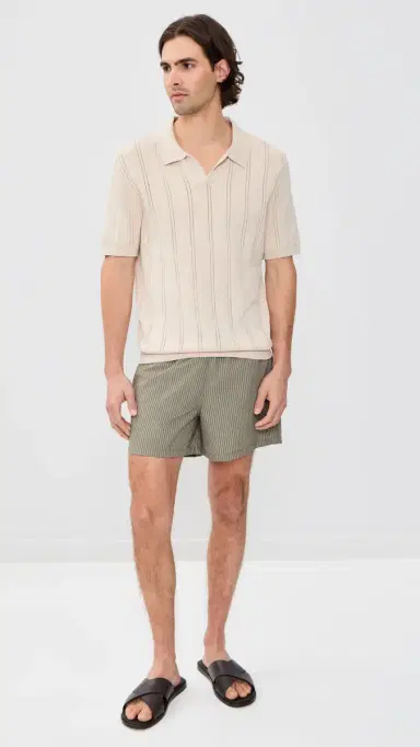 BATHER Fossil Seersucker Modern Swim Trunks 5 | Thumbnail 5