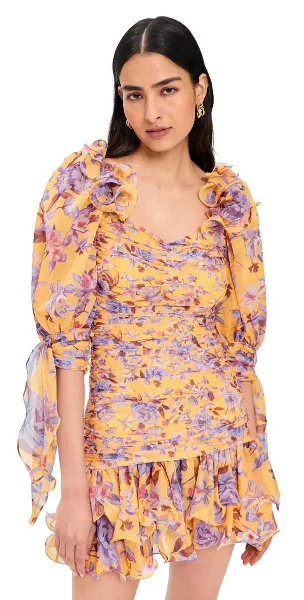 PatBO Peony Mini Dress Yellow