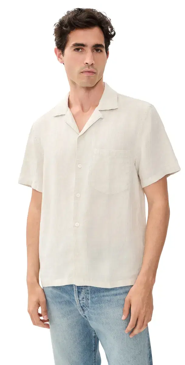 hort leeve Linen Top Bleached