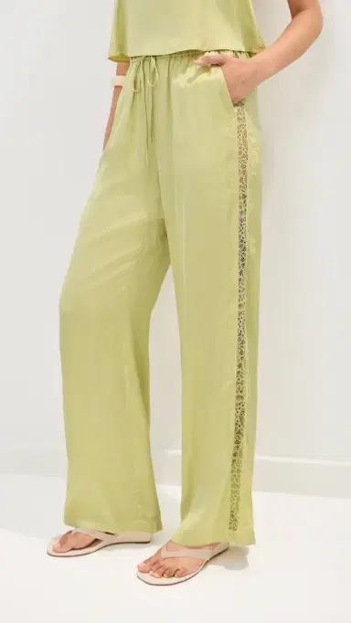 LE BOP Lauren Satin Pants Honeydew | Thumbnail 2 LE BOP Lauren Satin Pants Honeydew | Thumbnail 2