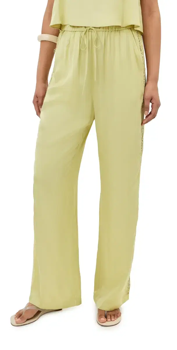 auren Satin Pants Honeydew