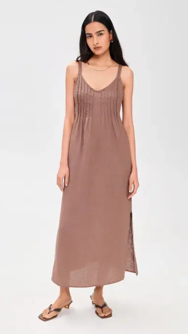 Splendid Stella Linen Pintuck Dress Wicker L | Thumbnail 2