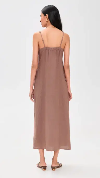 Splendid Stella Linen Pintuck Dress Wicker L | Thumbnail 3
