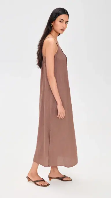 Splendid Stella Linen Pintuck Dress Wicker L | Thumbnail 4