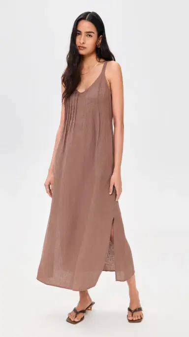 Splendid Stella Linen Pintuck Dress Wicker L | Thumbnail 5