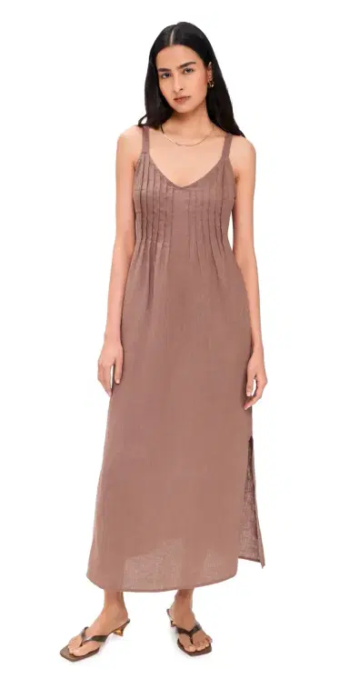 Splendid Stella Linen Pintuck Dress Wicker L | Thumbnail 1